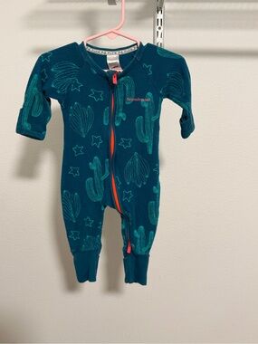 Bonds Teal Cactus Zip Footie with Orange Zipper
